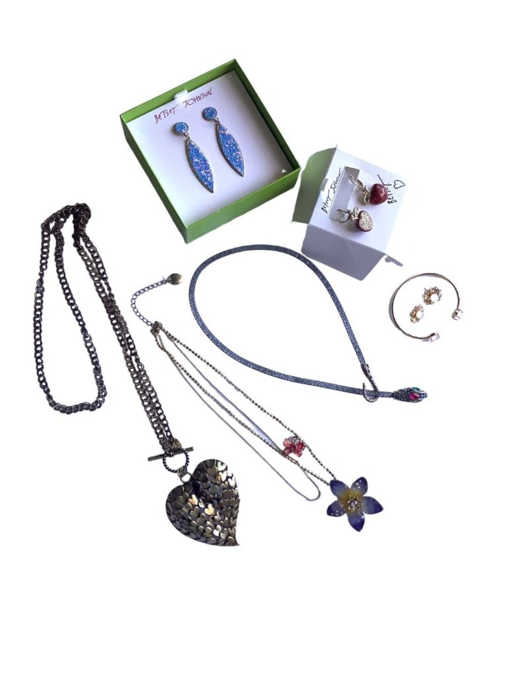 Betsey Johnson Necklaces Earrings Lot Including Mineral Bracelet Set